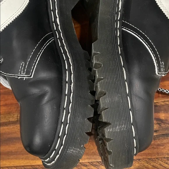 Dr Martens 1461 BEX SMOOTH CONTRAST LEATHER OXFORD BLACK WHITE SHOES 7 M / 8 W - Picture 12 of 13